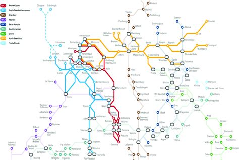 Rail freight corridors in Europe (Corridor 1, 2 and 8). | Download Scientific Diagram