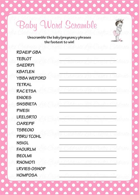 Baby Word Scramble Printable | ubicaciondepersonas.cdmx.gob.mx