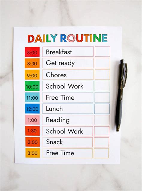 PRINTABLE DAILY ROUTINE | Daily schedule kids, Daily schedule template, Kids schedule