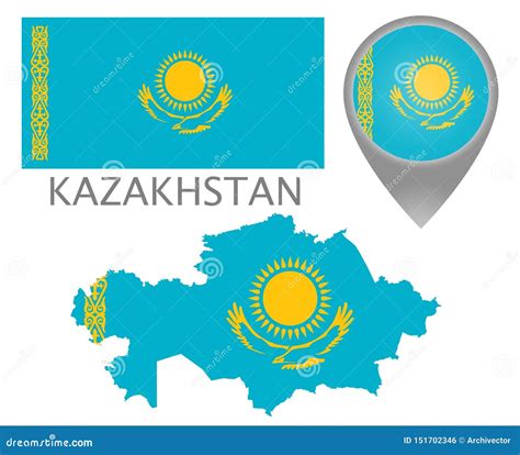 Kazakhstan Flag Map