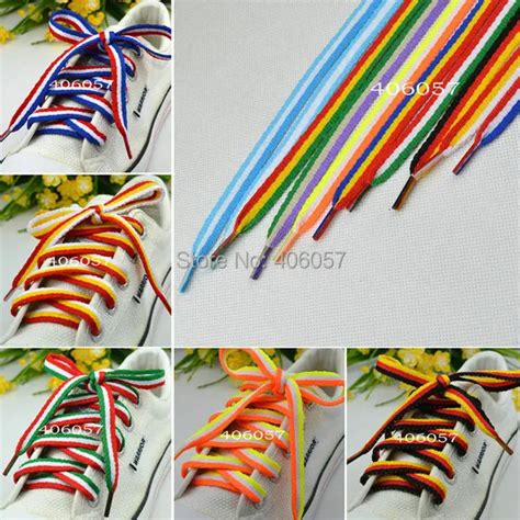 Free Shipping 7 Colors Flat Stripe Colors Shoe Laces for Sneakers-in ...