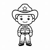 Smiling Sheriff Coloring For Kids  Page sketch template