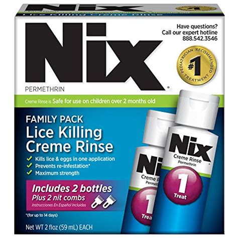 NIX Permethrin Head Lice Treatment Family Pack 2x2 ounce bottles - Nit ...