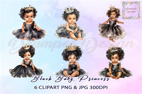 Watercolor Black Baby Princess Clipart Graphic by Drumpee Design · Creative Fabrica