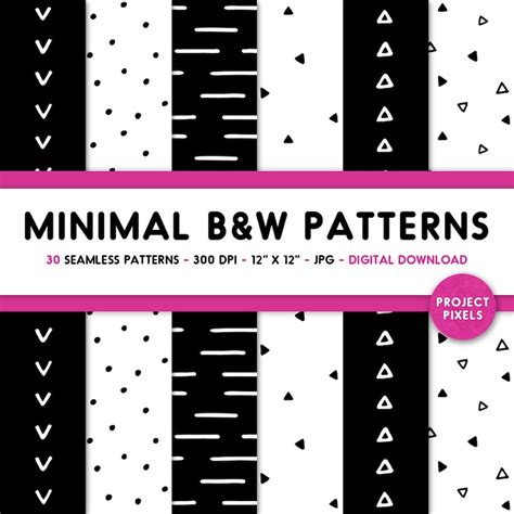 Minimal Black and White Patterns Seamless Patterns Hand - Etsy