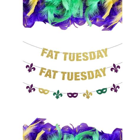 Fat Tuesday Party Decor Mardi Gras Banner Decorations Back - Etsy