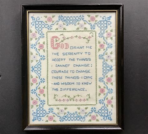 Vintage Serenity Prayer Cross Stitch Framed Embroidery - Etsy