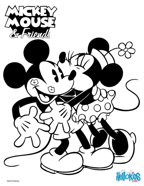 Minnie mouse kisses mickey coloring pages - Hellokids.com