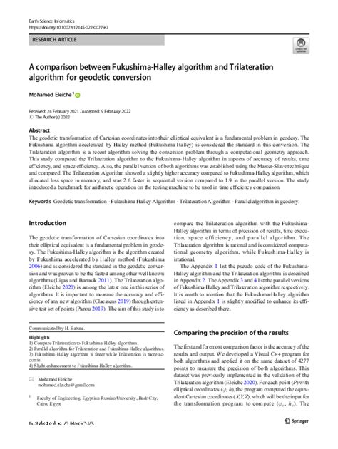 (PDF) A comparison between Fukushima-Halley algorithm and Trilateration algorithm for geodetic ...