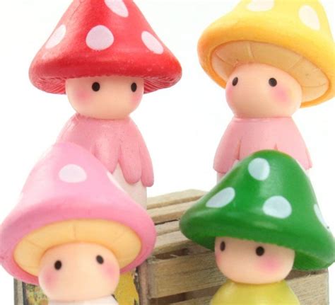 Vintage Mushroom People Set of 4 Miniature Mushrooms Fairy Garden Decor Gnome Home Diorama ...