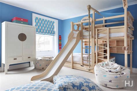 Every little boys dream bedroom! The walls are painted in Farrow & Balls 'Cook's Blue' and the f ...