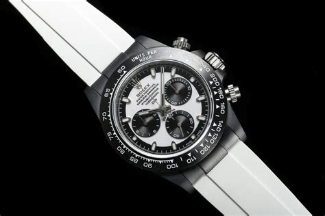 Rolex Daytona 40mm AET modified Black ceramic case rubber strap watch ...