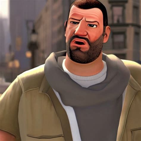 prompthunt: roman bellic from gta iv in pixar movie