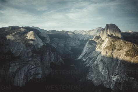 Half dome at sunset from glacier point stock photo