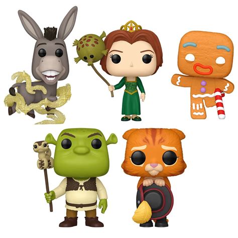 Funko Pop! Shrek 30th Anniversary Shrek, Puss in Boots, Fiona, Donkey ...