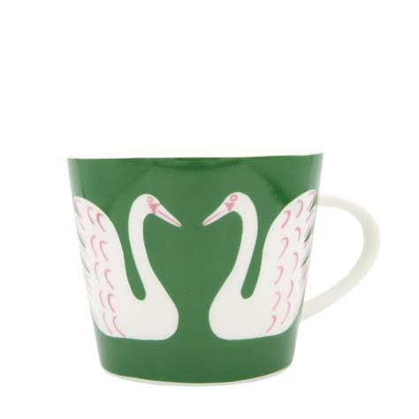 Ceramic Animal Mug - Swim Swam Swan - Mint Leaf