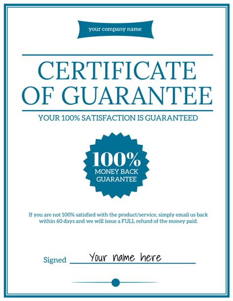 Certificate Of Guarantee | MyCreativeShop