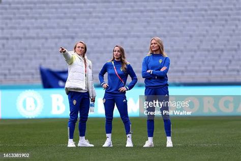 Magdalena Eriksson, Kosovare Asllani and Fridolina Rolfo of Sweden ...