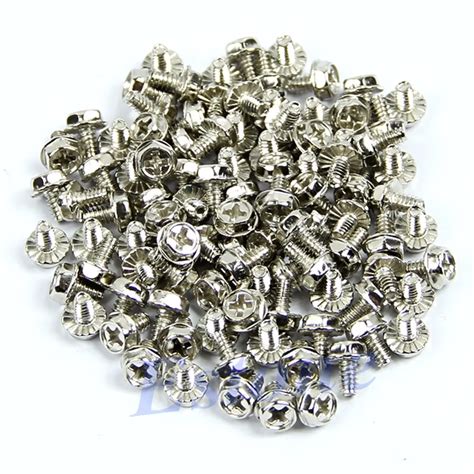 100pcs Screws Toothed Hex 6/32 Computer PC Case Hard Drive Motherboard ...