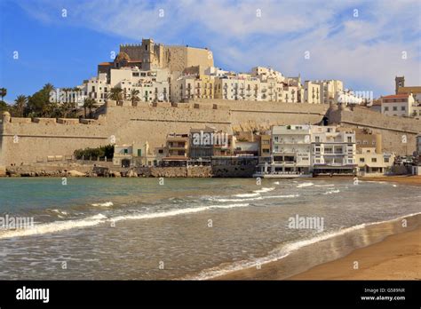 Peniscola Castle viewed from the beach Stock Photo - Alamy