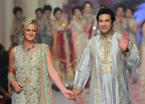 Wasim Akram with his wife Shaniera at the Bridal Couture Fashion Week ...