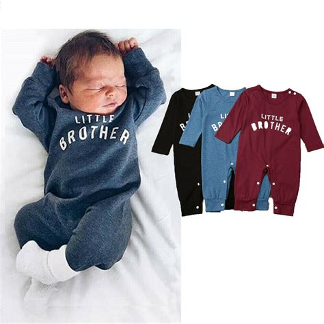 Infant Baby Boys Little Brother Romper Jumpsuit Bodysuit Winter Clothes ...