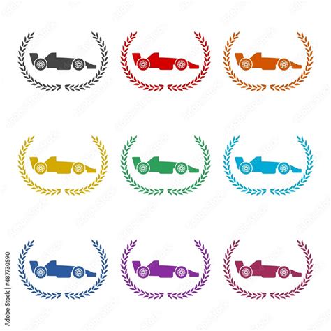 Formula 1 racing car icon or logo, color set Stock Illustration | Adobe Stock