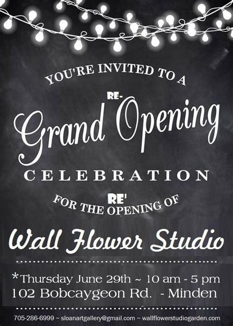 Join us for the RE-opening of Wall Flower Studio’s NEW location ...