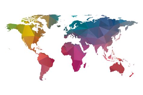 low poly world map colorful ~ Illustrations ~ Creative Market