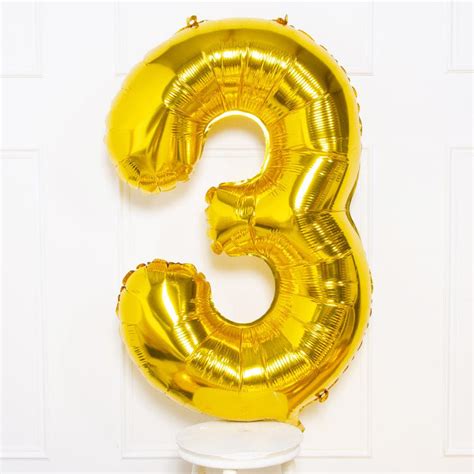 Supershape Gold Balloon Number 3 | Helium Balloons | Party Pieces