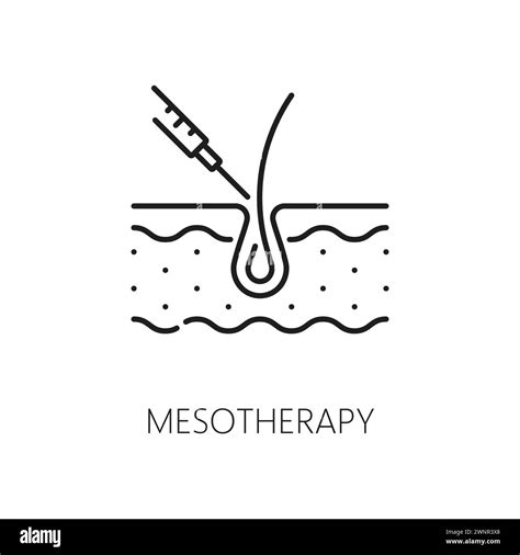 Mesotherapy treatment and hair care outline icon. Haircare cosmetology treatment, woman beauty ...