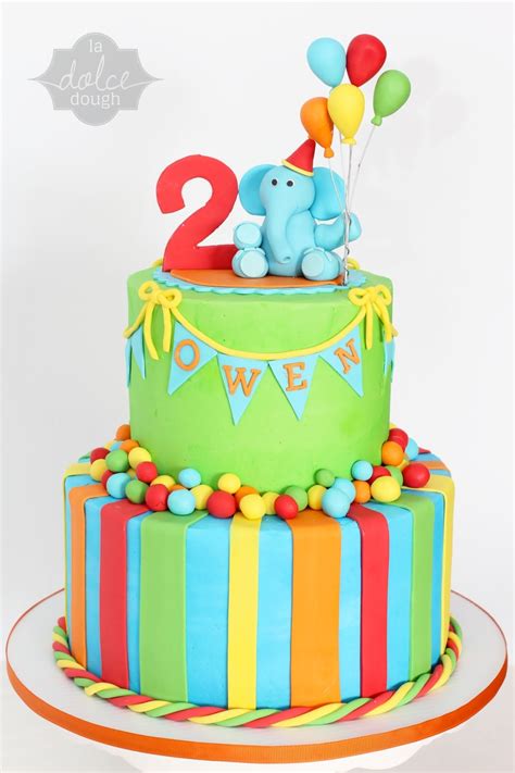 Elephant Bright Birthday Cake - CakeCentral.com