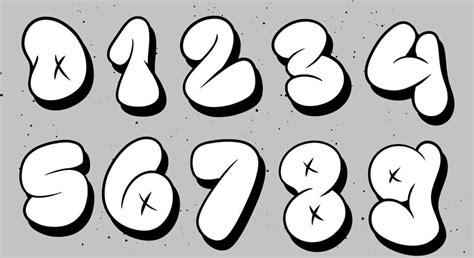 Premium Vector | Vector set bubble graffiti font numbers lettering