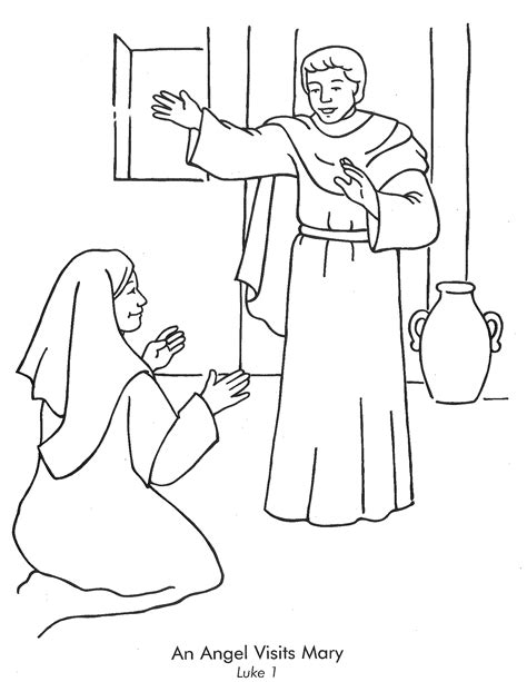 Angel Gabriel Visits Mary Coloring Pages