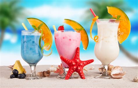 Wallpaper sea, beach, cocktail, summer, fruit, beach, fresh, sea, fruit, paradise, drink ...