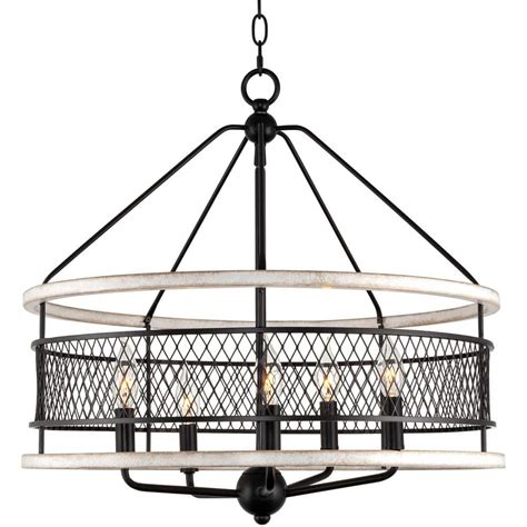 Kira Home Duvall 60-Watt 5-Light Black Farmhouse Pendant Light with ...