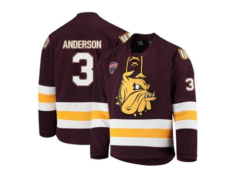 Men's Matt Anderson Maroon Minnesota Duluth Bulldogs Hockey Jersey - #3