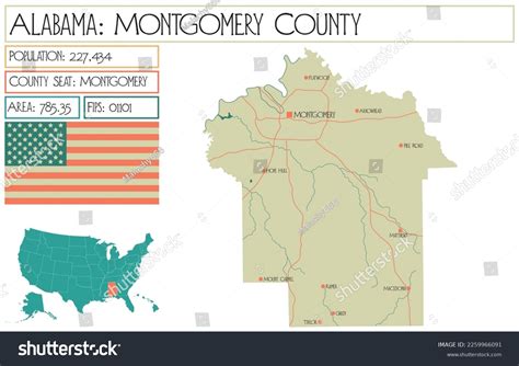 Large Detailed Map Montgomery County Alabama Stock Vector (Royalty Free) 2259966091 | Shutterstock