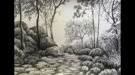 Pencil Drawing Of A Forest at PaintingValley.com | Explore collection ...