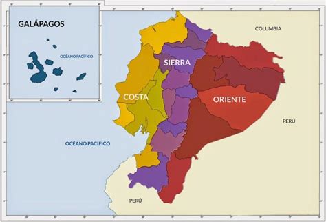 Mapa del Ecuador y sus regiones 【 Mapa Actualizado