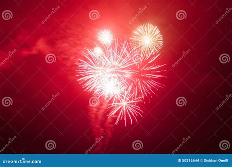 Red Fireworks stock photo. Image of celebration, celebrate - 50216644