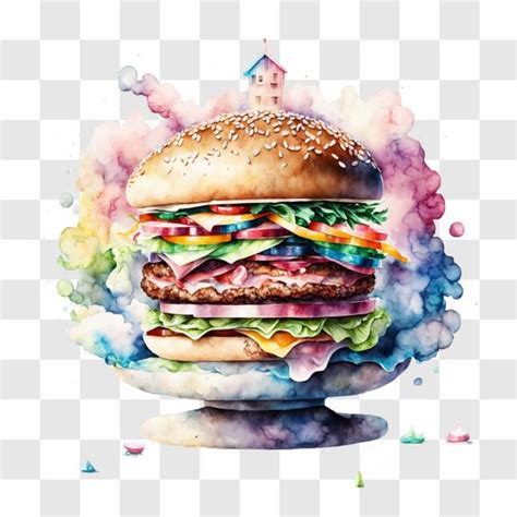 Download Colorful Burger Artwork for Kitchen or Dining Room Decor PNG ...