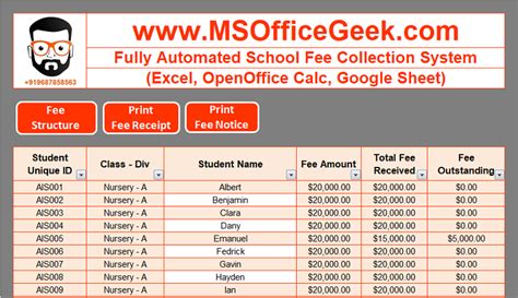 Fully Automated School Fee Collection System Template - MSOfficeGeek