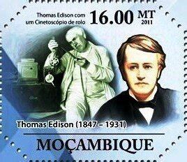 Stamp: Thomas Edison, Inventor of Kinetoscope (Mozambique 2011) - TouchStamps