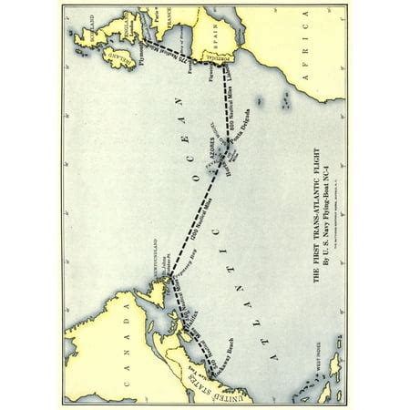 Map The Flight across the Atlantic 1919 First Transatlantic Flight Poster Print - Walmart.com