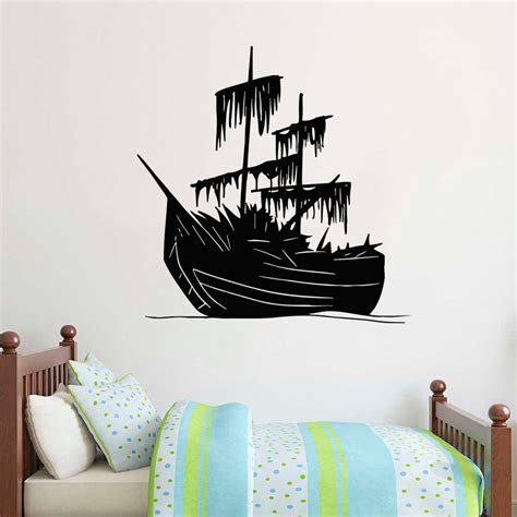 Pirate Ship wall decal/Kids room art/Removable sticker/Jolly | Etsy