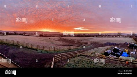 Red sky in a morning Stock Photo - Alamy