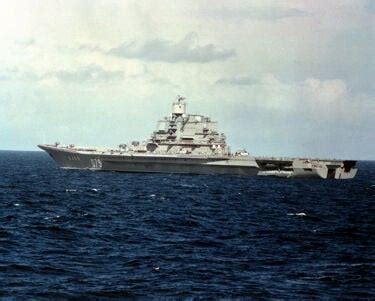 A port beam view of the Soviet Kiev-class aircraft carrier "Baku". : r/Military_equipment