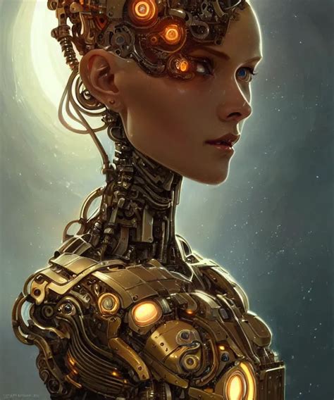 female mechanical android!, half portrait, intricate | Stable Diffusion ...