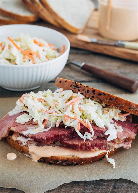 Corned Beef Sandwich with Coleslaw and Russian Dressing - Striped Spatula